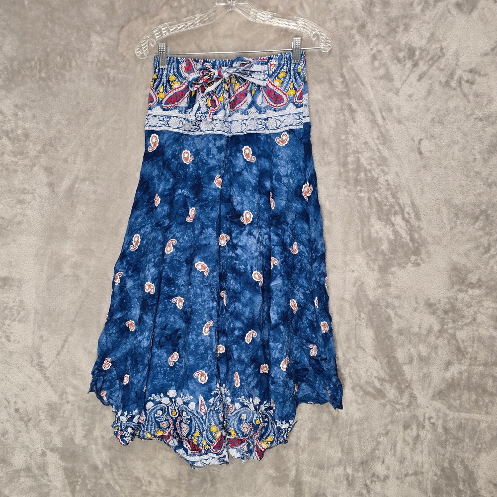 Meaneor Maxi Skirt Womens Small Blue Paisley Tie Dye Boho Flowy Festival Casual